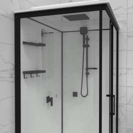 Душевая кабина Рич-Блэк 120х90 правая безсиликоновая